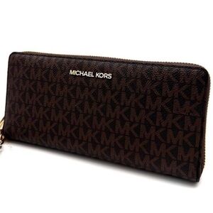 Michael Kors Large Continental Wallet Wristlet Leather Brown